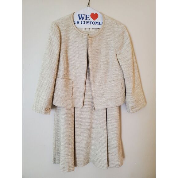 Trussardi Jeans Cotton Blend and Leather Tweed Dress and Jacket, Size 42 (M) - Picture 1 of 12